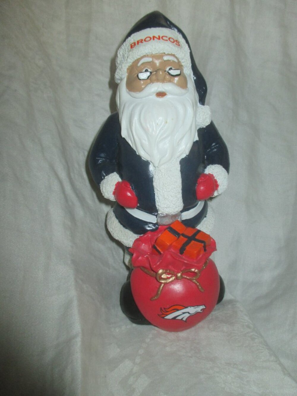 Denver Broncos Santa Figurine Blue NFL Football Forever Collectibles
